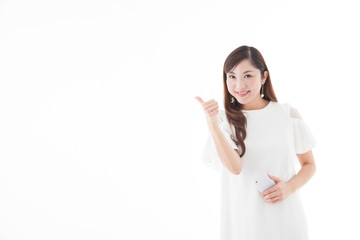 Fototapeta premium ポートレート・ミドル女性白バック