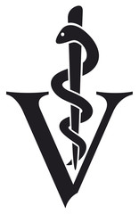 veterinary symbol - caduceus snake with stick - obrazy, fototapety, plakaty