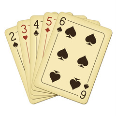 Straight from Two to Six - vintage playing cards vector illustration