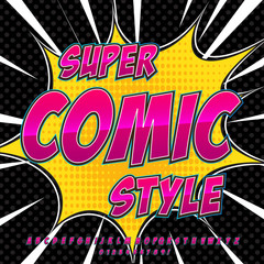 Fototapeta premium Alphabet collection set. Comic pop art style. Light pink color version. Letters, numbers and figures for kids