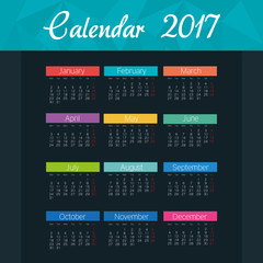 calendar 2017 template icon vector illustration design