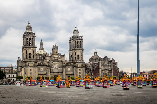 Cathedral and Zocalo decoration for the Day of Dead - Mexico City, Mexico