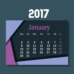 calendar january 2017 template icon vector illustration design