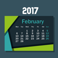 calendar february 2017 template icon vector illustration design