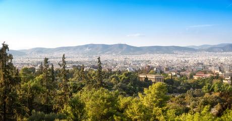 Panorama with view over Athens from the hill