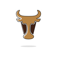 Cow color thin line icon.Vector illustration