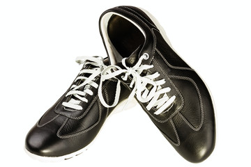 black leather man's shoe