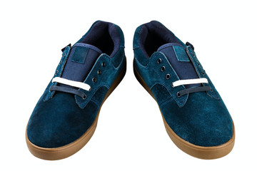 dark blue velvet man's shoe