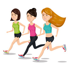 Obraz na płótnie Canvas women running characters icon vector illustration design