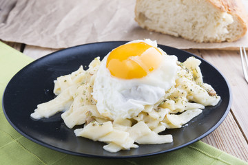 Tagliatelle of Carbonara with egg