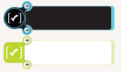 Obraz premium Two abstract boxes for your text with brackets and check box