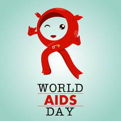 World AIDS day girl ribbon vertical