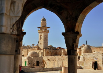 El-Asbat-Minarett im Westen des Tempelbergs von Jerusalem