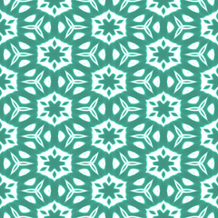 Fototapeta na wymiar Snowflakes on Green Seamless Background