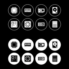 Computer Hardware Web Icons Set