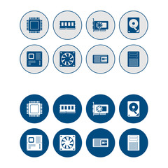 Computer Hardware Web Icons Set
