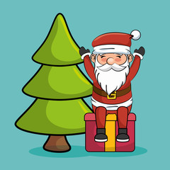 happy merry christmas santa claus character vector illustration design