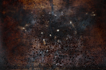 Old sheet metal with drops background texture.