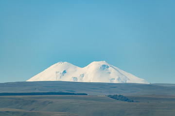 Mount Elbrus is a closeup on  clear day