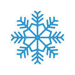 Snowflake winter isolated on white background. Blue icon silhouette. Vector illustration for Christmas design. New Year sign. Symbol of celebration.