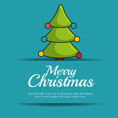 happy merry christmas tree card vector illustration design