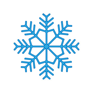 Snowflake winter isolated on white background. Blue icon silhouette. Vector illustration for Christmas design. New Year sign. Symbol of celebration.