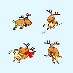 Vector illustration of cartoon Christmas Reindeer. deer