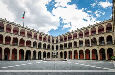 Zelfklevend Fotobehang Palacio Nacional (National Palace) Fountain - Mexico City, Mexico © diegograndi