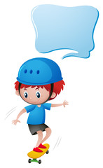 Little boy playing skateboard