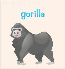 Wordcard with cute gorilla