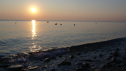 Sunrise over the waves