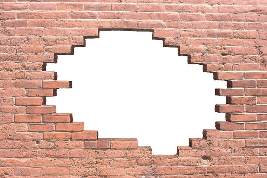Hintergrund rote Backsteinwand mit Fehlstellen 3D