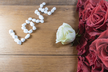 White rose and red roses