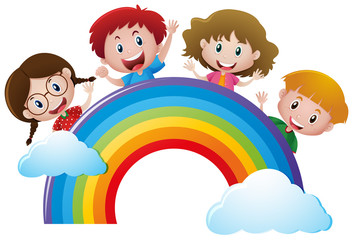 Four kids over the rainbow