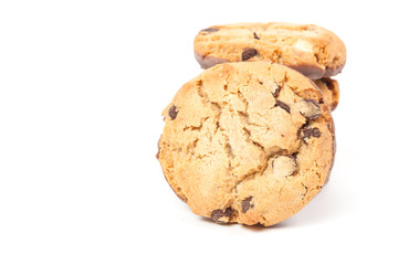 Chocolate chip cookie isolated on white