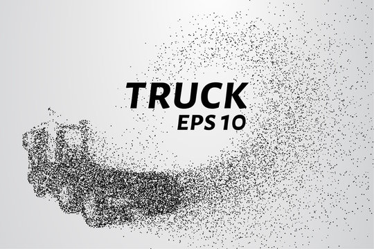 Truck of the particles. The truck consists of circles and points. Vector illustration