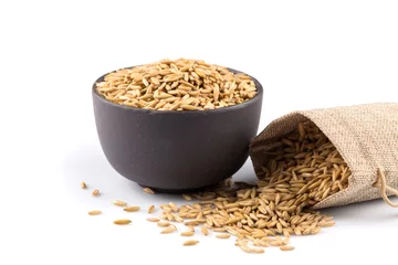 Fotobehang bowl of organic oat grains © romantsubin
