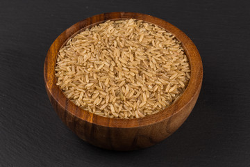 Rice in wooden bowl