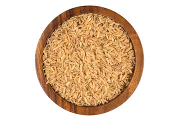 Rice in wooden bowl