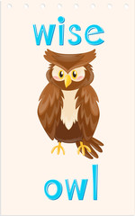 Wordcard with wise owl