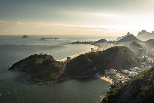 Famous view or Rio de Janeiro coast from the Sugarloaf Mountain