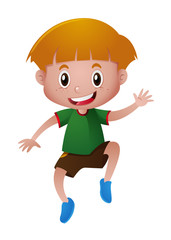 Happy boy jumping up