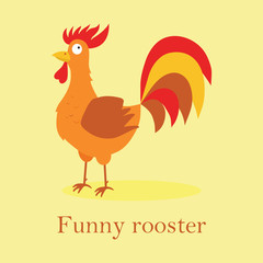 Cute cartoon rooster, vector, bird, illustrations, animal, illustration.