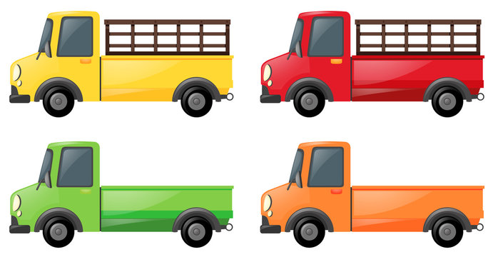 Pick up truck in four colors