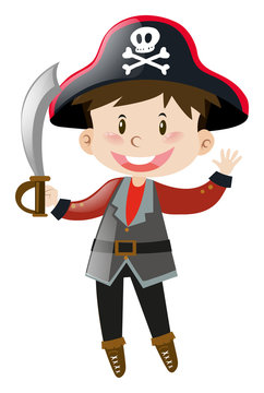 Boy dressed up in pirate costume