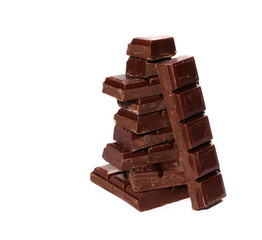 chocolate bars isolated on white background