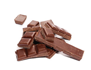 chocolate bars isolated on white background