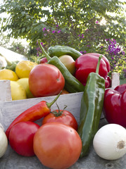 Vegetables in a wooden box