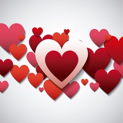 red and pink hearts over white background. love design. vector illustration