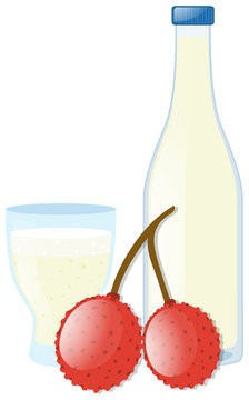 Lynchee and juice in glass